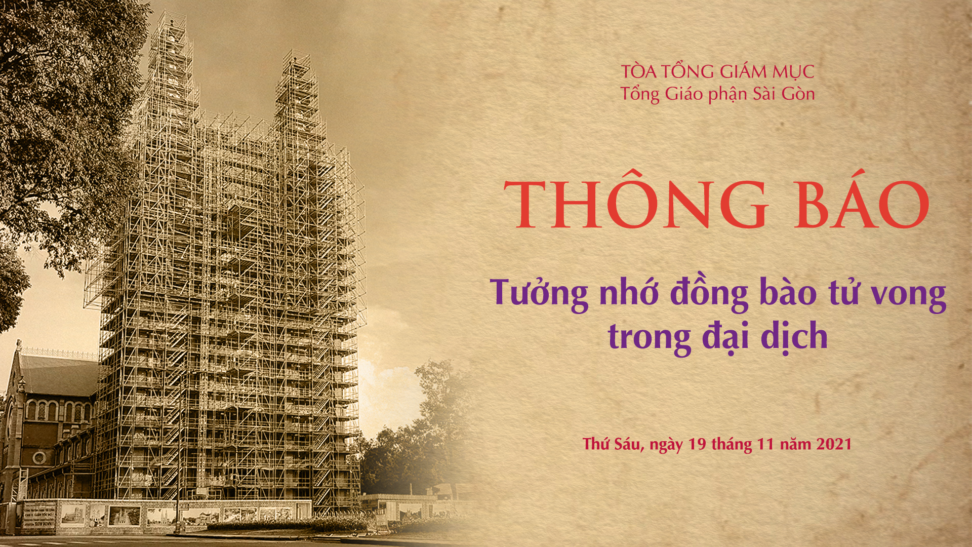 Thông báo: Tưởng nhớ đồng bào tử vong trong đại dịch