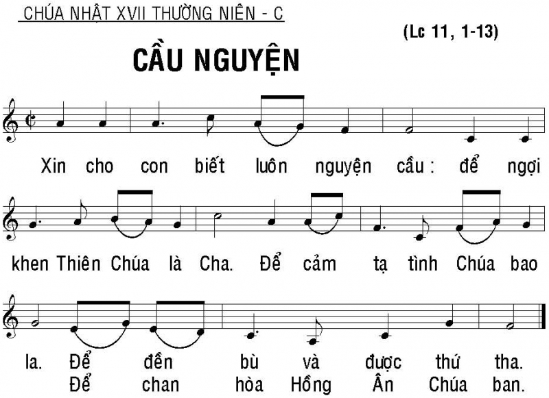 Bài ca ý lực Chúa Nhật XVII Mùa Thường Niên Năm C