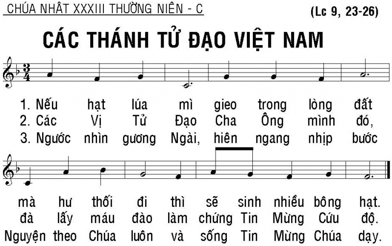 Bài ca ý lực Chúa Nhật XXXIII Mùa Thường Niên Năm C - Lễ các Thánh tử đạo Việt Nam